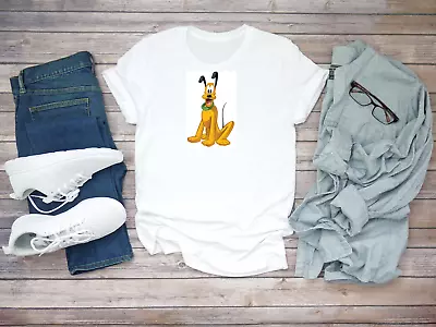 Buy Pluto Mickey Mouse Cartoon Short Sleeve White Men's T Shirt P118 • 9.92£