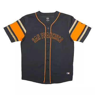 Buy MLB San Francisco Giants Button Up Mens T-Shirt Black USA V-Neck 2XL • 12.99£