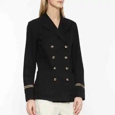 Buy Ralph Lauren Captain's Black & Gold Pea Coat Jacket 8 • 94.99£