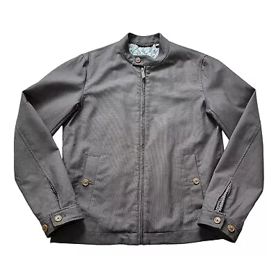 Buy Ted Baker Bomber Jacket Mens Size 3 M Medium Slim Fit Dark Grey Full Zip Cotton • 28.99£