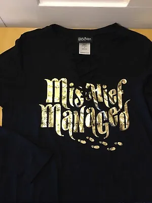 Buy Mischief Managed Harry Potter Juniors Shirt S Small Marauders Map Girls Gold Blk • 9£