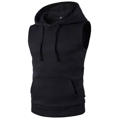 Buy Mens Sleeveless Hoodie Hooded Sweatshirt Tank Top Fitness Casual Sport Vests • 18.46£