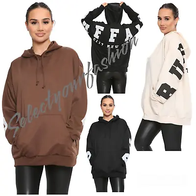 Buy Women's Hoodie Sweatshirt Top Long Sleeve Buffalo Print Oversized Kangaroo • 17.99£