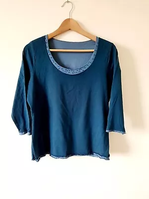 Buy Pur Una Long Sleeve Double Layer Top Teal & Blue With Sequins & Beads Size UK 18 • 12£