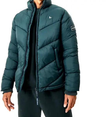 Buy New Mens Jack Wills Chevron Puffer Jacket Dark Khaki Size XL RRP£104.99 • 74.99£