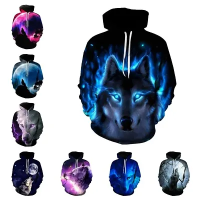 Buy Cool Space Galaxy Wolf 3D Unisex Men Women Children Hoodie Sweatshirt • 26.99£