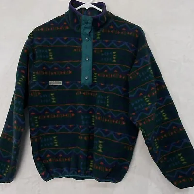 Buy VTG COLUMBIA Women's S Aztec Geo 1/4 Snap Pullover Fleece Jacket USA Dark Green • 38.33£