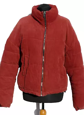 Buy Womans Corduroy Brown Lined Padded  Short Jacket, Size M/L, Bershka • 5£