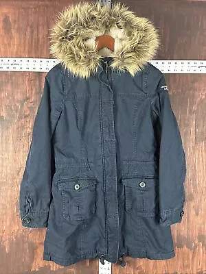 Buy Abercrombie & Fitch Utility Parka Winter Coat Fur Hooded Jacket Navy Women Small • 61.57£