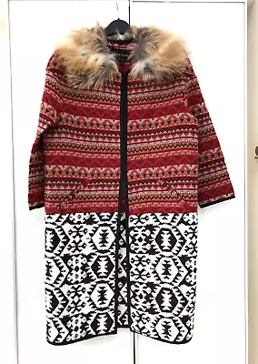Buy River Island Boho Coat / Jacket Faux Fur ; Geometric Jazzy Hippy Material Size 8 • 22.99£