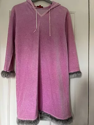 Buy Vintage Monsoon Girls Hoodie Dress In Pink With Faux Fur Trim Age 8/9 Years • 12£