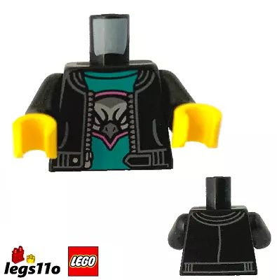 Buy LEGO Minifigure Torso Body - Black Open Biker Jacket With Hawk T-Shirt NEW • 3.19£