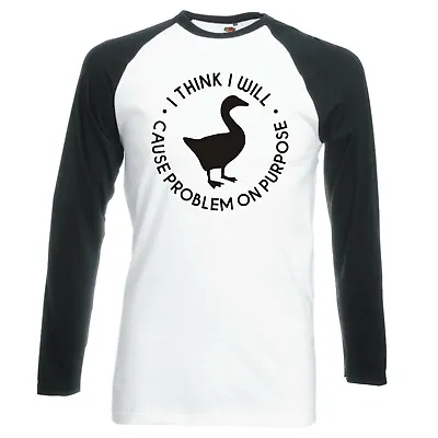 Buy Inspired By Untitled Goose Game  Problem  Raglan Longsleeve Baseball T-shirt • 16.99£