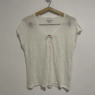 Buy Witchery Womens White 100% Linen Short Sleeve Top Shirt Size XXS 2XS • 18.56£