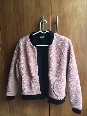 Buy Womens Superdry Pink & Black Teddy Fleece Lined Jacket. Size Uk 10-8 • 17£