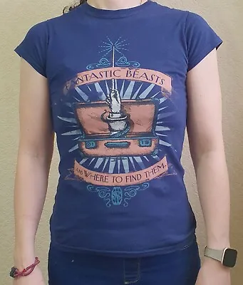 Buy Fantastic Beasts Women's Blue T-shirt Top - Size Small • 4£