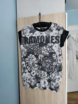 Buy Ramones Black And White Camouflage Floral T-shirt, UK Size 6 • 2£