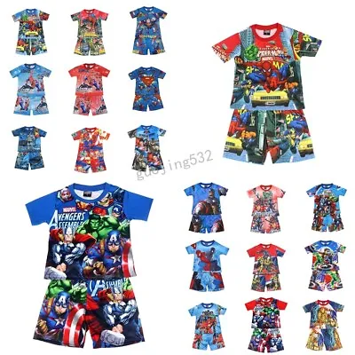Buy Boys Girls Marvel Avengers Pyjamas Short Sleeve T-Shirt Shorts PJs Nightwear Set • 6.99£