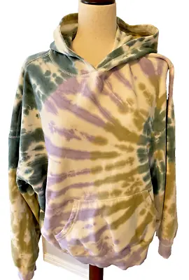 Buy PACSUN TIE DYE HOODIE Sweatshirt Large With Pockets Pastel Colors Orchid Olive • 19.08£