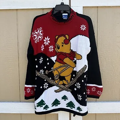 Buy Vintage Disney Winnie The Pooh Ski Christmas Sweater Women’s Size Medium USA • 54.93£