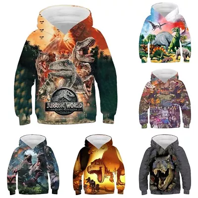 Buy Kids Jurassic World Dinosaur Costume Hoodies Sweatershirt Pullover Hooded Top UK • 11.98£