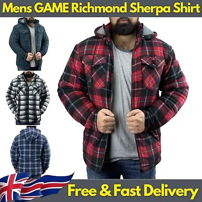 Buy Mens Game Richmond Sherpa Fur Lined Lumberjack Shirt & Fleece Hooded Work Jacket • 30.45£