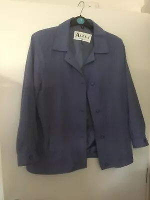 Buy Ladies Short Lined Jacket Size 16. Mid-GreyBlue V-Neck Collar Long Sleeves • 3£