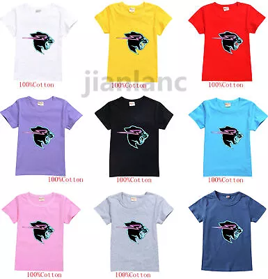Buy Boys Girls Mr Beast Lightning Cat T-Shirts Cosplay Cartoon Short Sleeve Tee Tops • 8.45£