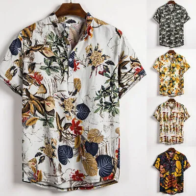 Buy Men's Short Sleeve Hawaiian Casual Loose T Shirts Summer Beach Party Cool Blouse • 6.59£