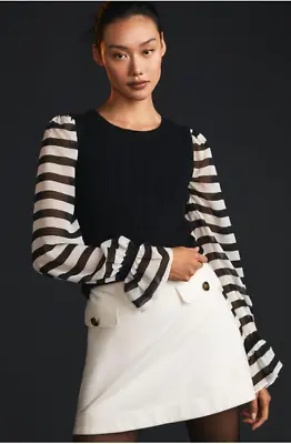 Buy NWT-Anthropologie Maeve Contrast Sleeve Sweater- XL • 92.61£