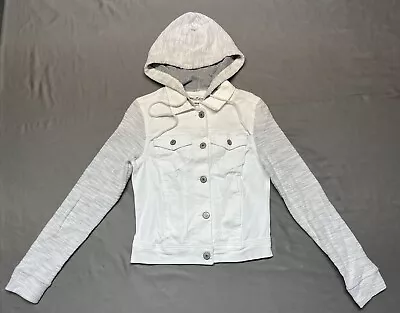 Buy Wallflower Jacket Womens Small White Gray Jersey Hooded Button Front Daydreamer • 12.30£