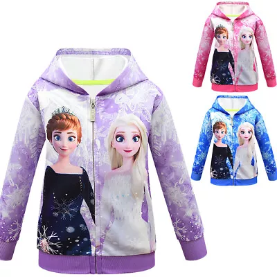 Buy Kids Anna Elsa 3D Hoodie Cosplay Costume Princess Hooded Zipper Jacket Coat Tops • 13.99£