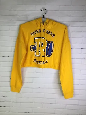 Buy Riverdale River Vixens Crop Cropped Hoodie Raw Hem Yellow Women's Juniors Size S • 31.97£