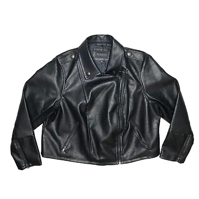 Buy Eloquii Black Faux Vegan Leather Asymmetric Zip Moto Biker Jacket Women's 22/24 • 77.20£