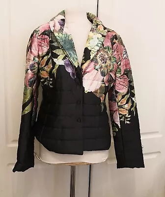 Buy RINASCIMENTO Black Floral Softly Padded Jacket  Size L Chest 34” • 20£