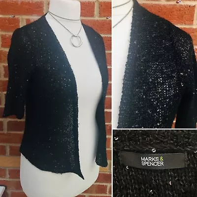 Buy M&S Size 12 Black Sequin Cardigan Evening Summer Holiday Wedding Excellent S4 • 14.50£