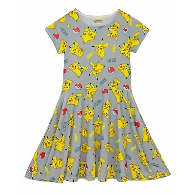 Buy Pokemon Girls Pikachu Short-Sleeved Skater Dress NS7489 • 17.85£