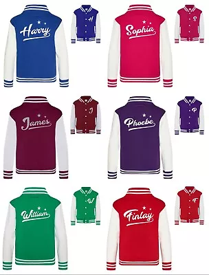 Buy Kids Personalised Baseball Varsity Jacket 3-13 Years Customised Printed College • 19.10£