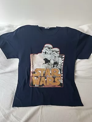 Buy Retro Star Wars Stormtrooper T-Shirt Navy Blue Large • 9.99£