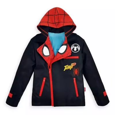 Buy Disney Marvel Spider Man Jacket Age 4 Faux Leather Hooded Jacket • 1£