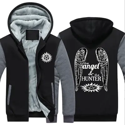 Buy Supernatural Angel Hunter Thick Zipper Jacket Mens Winter Fleece Warm Sweatshirt • 41.99£