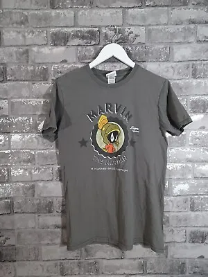 Buy Looney Tunes T Shirt Medium Grey Marvin The Martian Logo Short Sleeve Cotton • 12.99£
