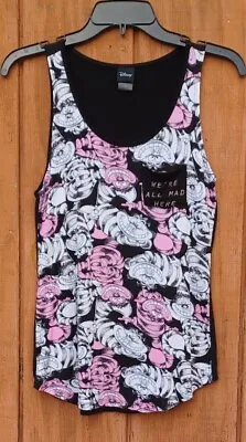 Buy Disney Cheshire Cat We're All Mad Here Tank Top Black Pink White Women's XS • 17.37£