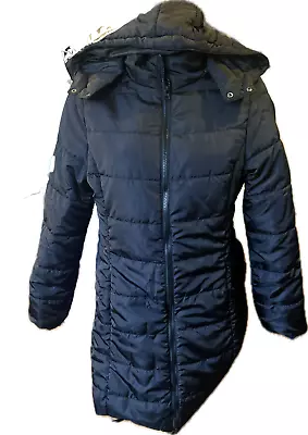 Buy Hooded Maxi Long Coat Ladies Bodywarmer Puffer Padded Quilted Jacket UK 12 (M) • 0.99£