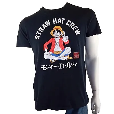 Buy ONE PIECE Mens Size Medium Tshirt Black Straw Hat Crew Print Manga • 15.31£