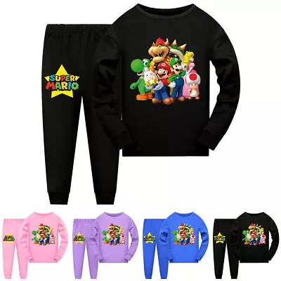 Buy Child Boys Girls Pyjamas Set PJs Sleepwear Nightwear Super Mario Cartoon Clothes • 14.82£
