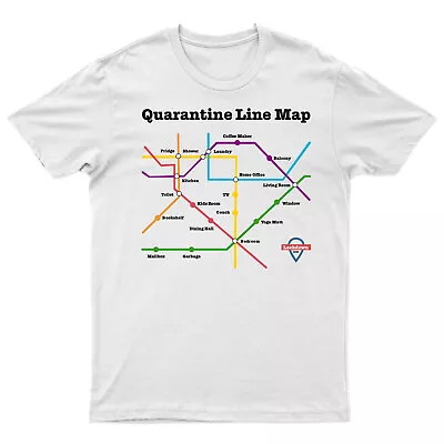 Buy Funny Quarantine Line Map Mens T Shirt Social Distancing 2022 Lockdown Tee Top • 9.99£