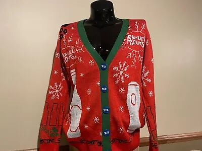 Buy SAMUEL ADAMS Women's Christmas Cardigan Sweater Large Beer Ugly Promo SAM XL • 23.62£
