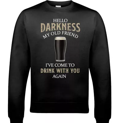 Buy GUINESS JUMPER Mens Hello Darkness Old Friend Beer Alcohol Drunk BBQ Sweatshirt • 15.99£