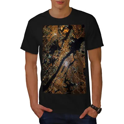 Buy Wellcoda NY Centre City Map Mens T-shirt, Night Graphic Design Printed Tee • 16.99£